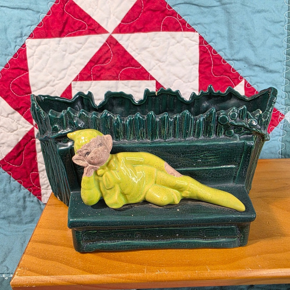 Gilner Pottery Ceramic Pixie Planter Unisex OS Green Vintage Mid-Century Decor